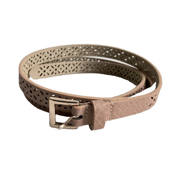 Tan Perforated Belt Size XL Gold-tone Hardware - Picture 1 of 9